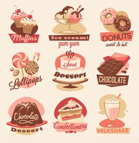 复古风猪肉相关标志设计