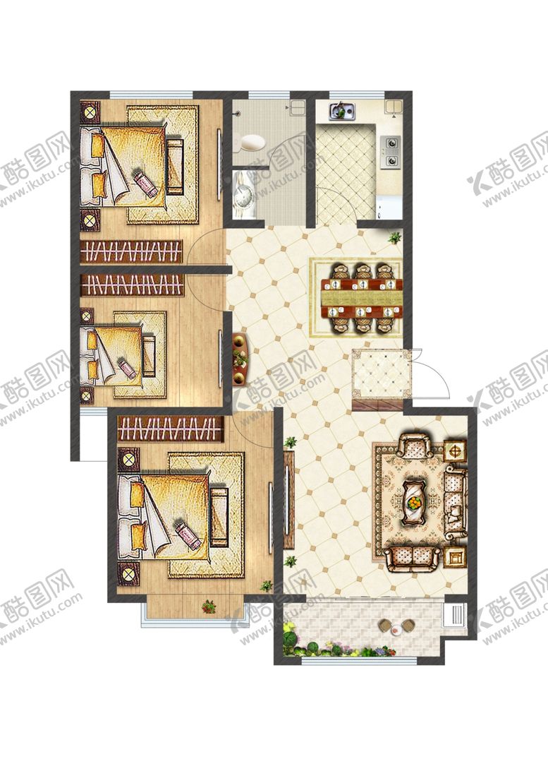 编号：72553210091343101896【酷图网】源文件下载-户型图渲染素材