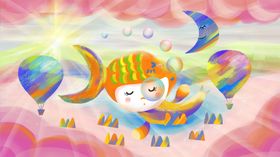 森系插画海底世界卡通小屋幼儿园墙贴鱼虾
