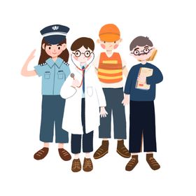 蓝色卡通劳动人民工具素材