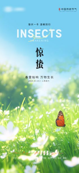 惊蛰节气海报植物二十四昆虫