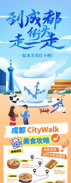 成都旅游美食打卡长图海报