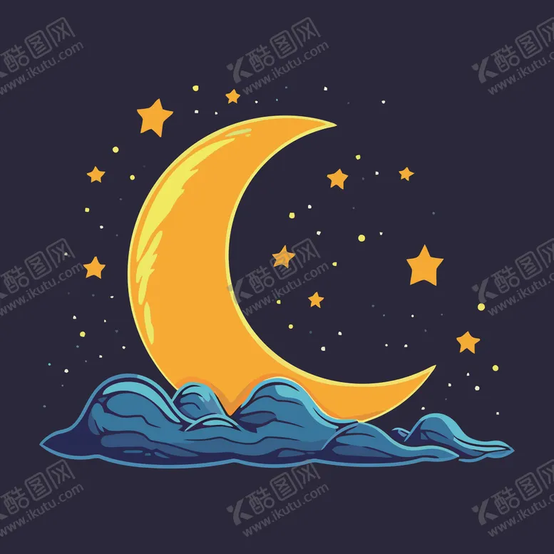 编号：62897101181610205848【酷图网】源文件下载-可爱月亮卡通绘画儿童插画