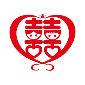双喜大红字底纹红色字