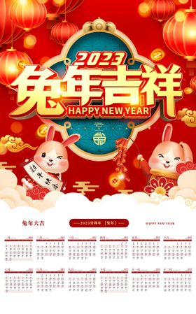 2023新年兔挂历日历 