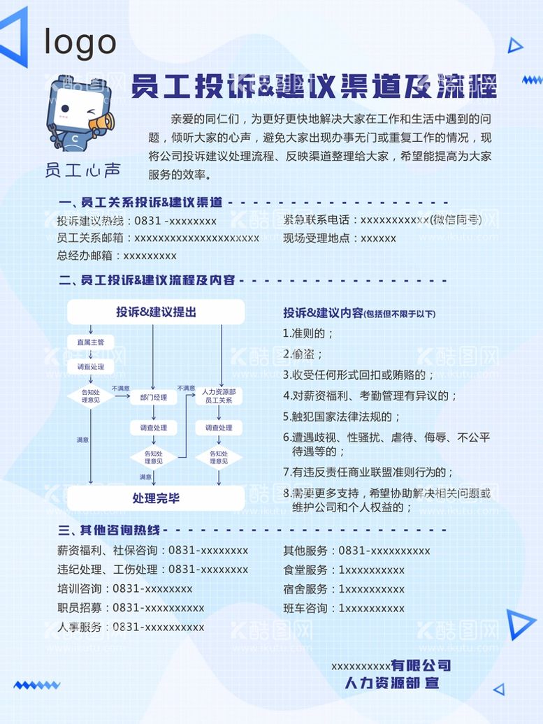 编号：46670712160629126305【酷图网】源文件下载-员工投诉 建议渠道及流程