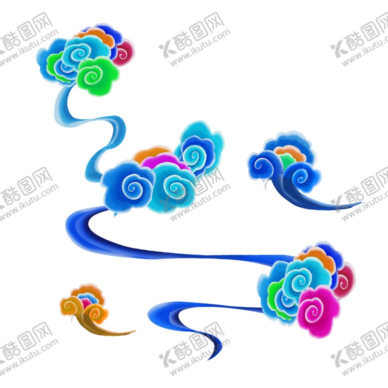 编号：66110809192221328706【酷图网】源文件下载-彩色祥云元素