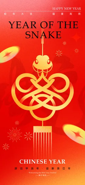 2025蛇年新春元旦海报素材辞旧宝大吉