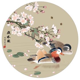 手绘工笔花鸟
