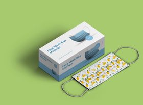 口罩样机模板展示包装鼻mockups