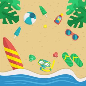 夏日沙滩背景海报大自然风