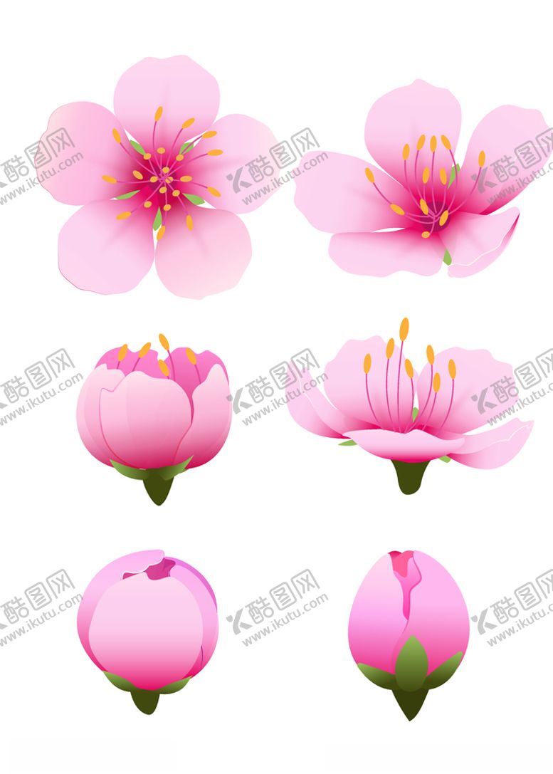 编号：81559805130758444489【酷图网】源文件下载-唯美水彩樱花桃花素材