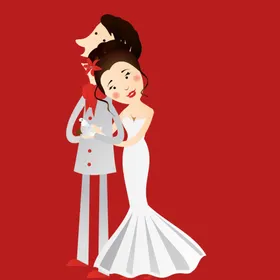 手绘结婚男女插画人物礼人物