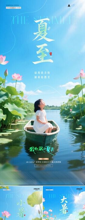 地产小暑大暑荷塘荷花海报