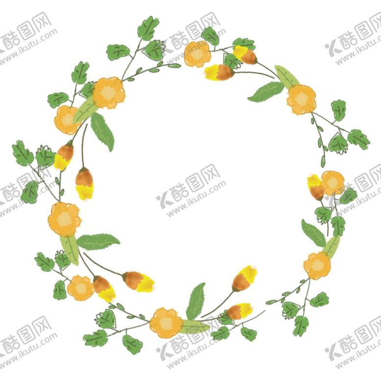 编号：54499610221016462677【酷图网】源文件下载-原创小清新文艺风植物花朵花环