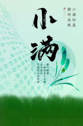 小满节气清新简约海报  