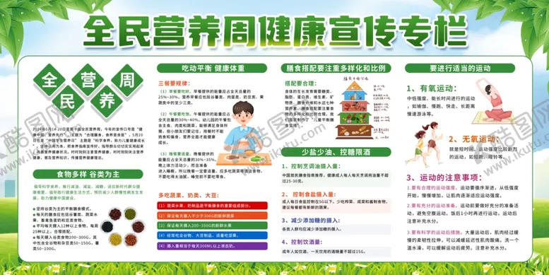 营养周健康宣传中国单页少油更