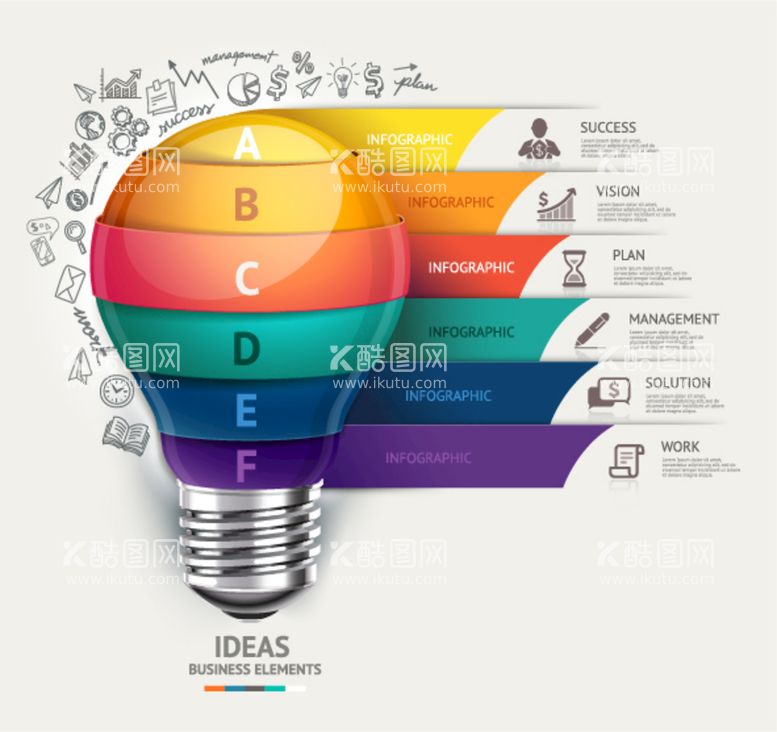 编号：23914609152246001564【酷图网】源文件下载-灯泡商务信息插画