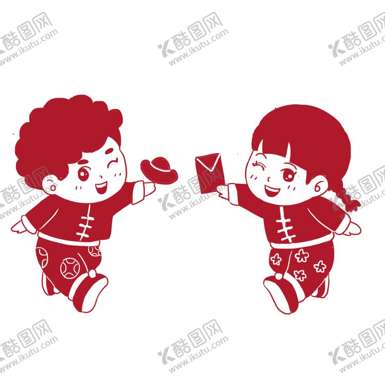 编号：86500701271723059240【酷图网】源文件下载-儿童新年喜庆剪纸PNG免扣素材
