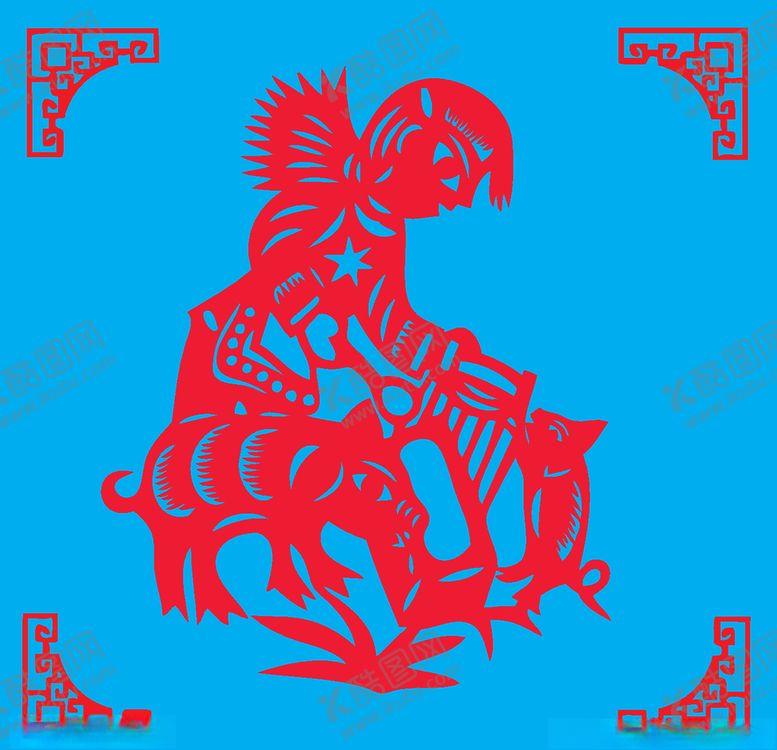 编号：41974703260644198414【酷图网】源文件下载-喂猪剪纸