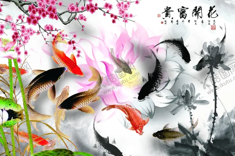 编号：48363606261820493351【酷图网】源文件下载-年年有余荷花背景