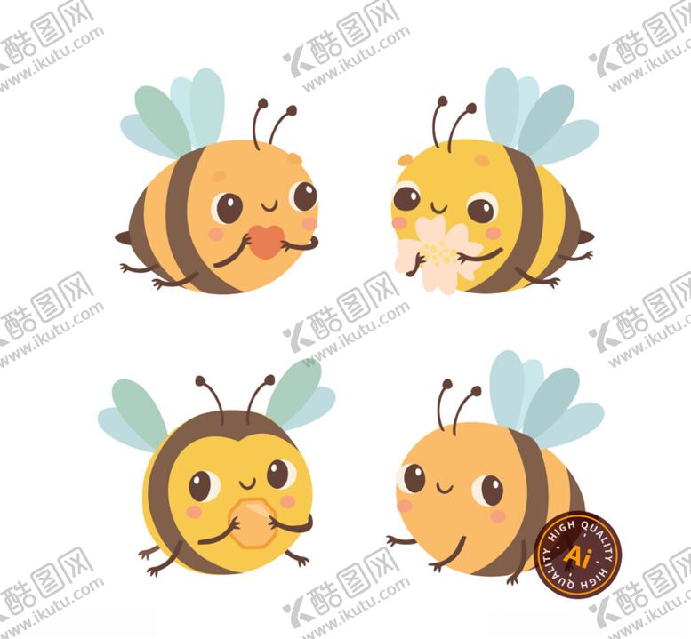 编号：99443702250629226926【酷图网】源文件下载-可爱小蜜蜂插画
