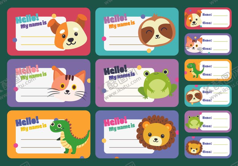 编号：52257610310355018684【酷图网】源文件下载-卡通动物标签