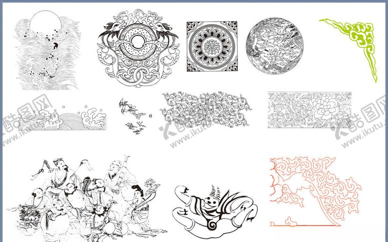 编号：61714110220613232734【酷图网】源文件下载-八仙过海传统图案古典花纹