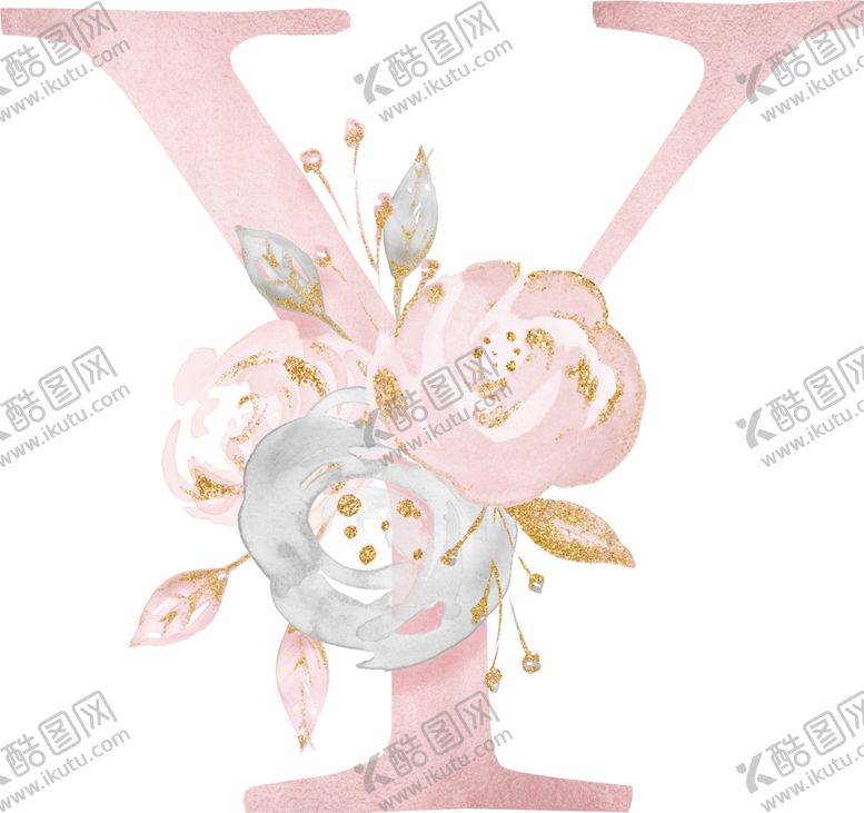 编号：92000706190400276696【酷图网】源文件下载-金粉鲜花字母数字素材
