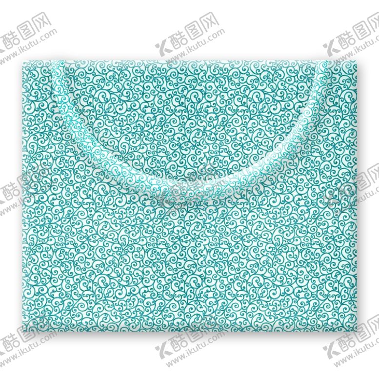 编号：78819209150850016439【酷图网】源文件下载-青色花纹长方形购物袋