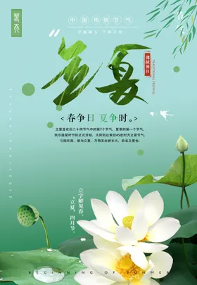 立夏至荷花地产节气海报