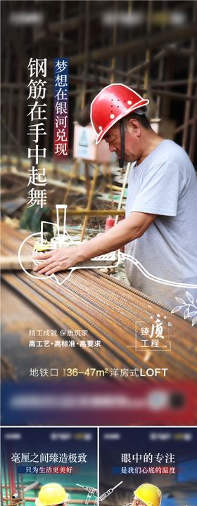 地产工程线条画创意系列海报