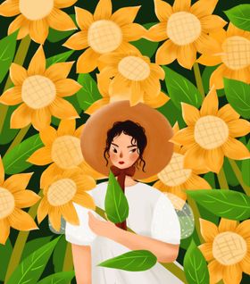 小清新治愈系文艺女孩插画