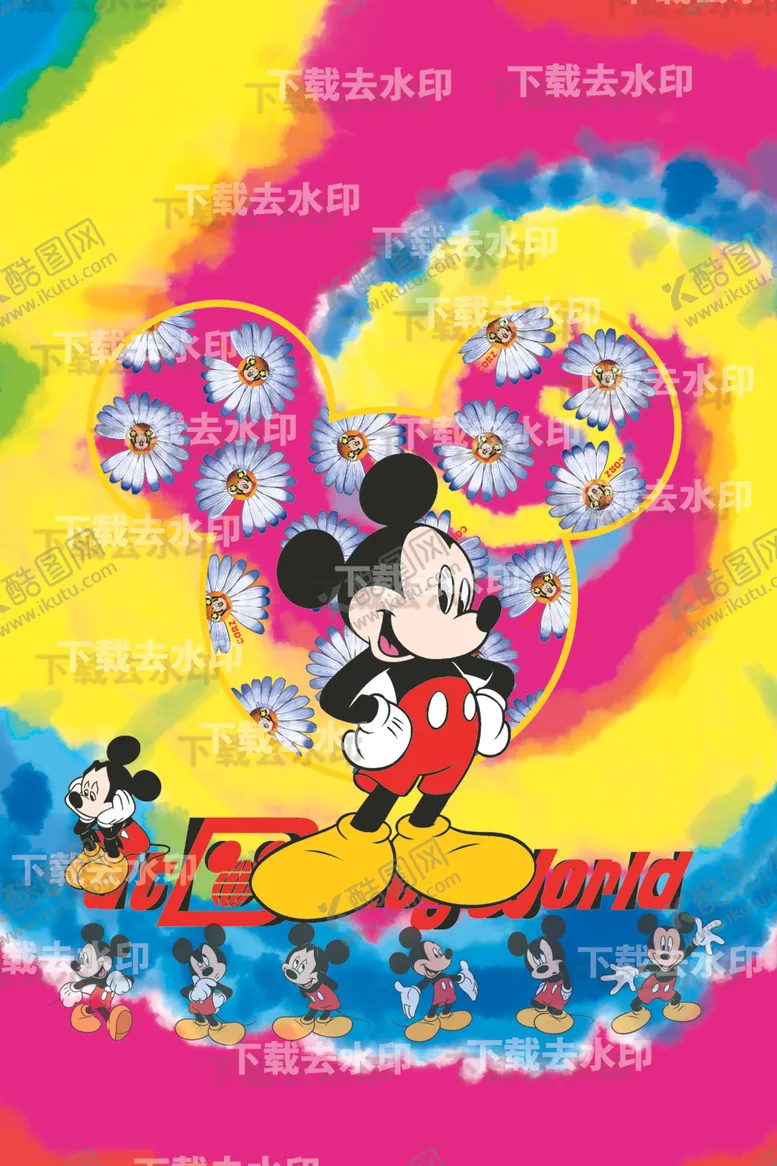 编号：22453503311405062623【酷图网】源文件下载-米老鼠扎染男装印花