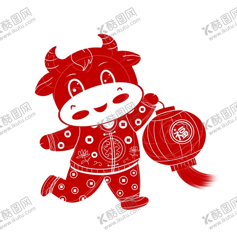 编号：35343609270045411820【酷图网】源文件下载-牛年剪纸插画