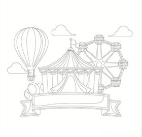 卡通可爱游乐场热气球摩天轮马戏