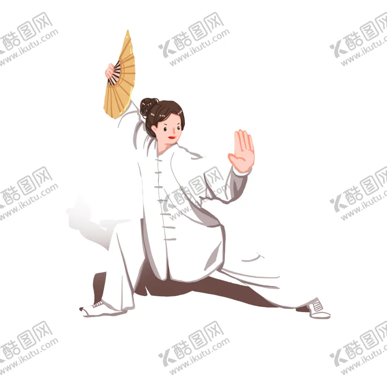 编号：12673701191844336389【酷图网】源文件下载-拿折扇的女性武术人物