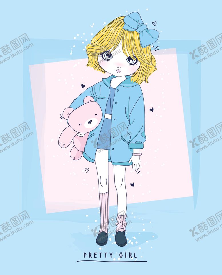 编号：85707807040630361987【酷图网】源文件下载-可爱卡通潮流少女插画