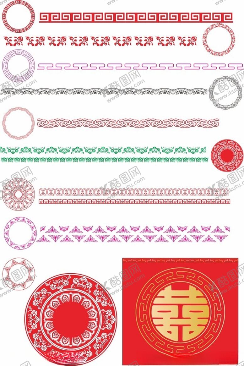 矢量花纹全圆盘角圆