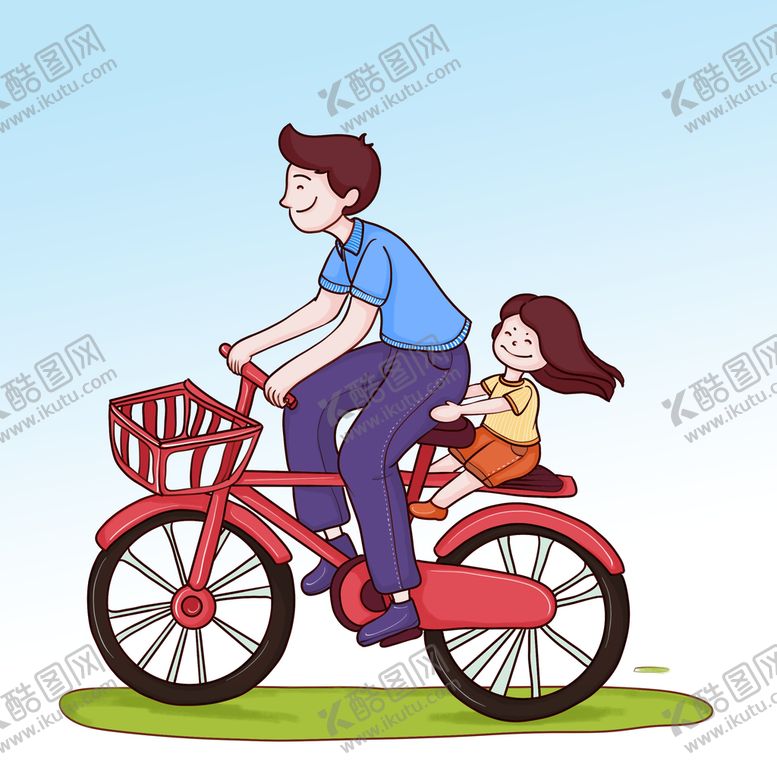 编号：69482509181554040184【酷图网】源文件下载-骑自行车的父女 