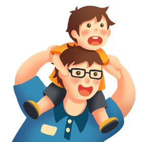 父亲节卡通亲子插画png素材