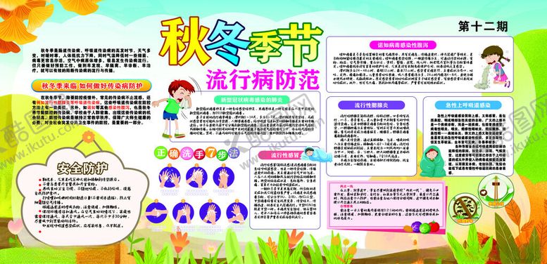 编号：67148301170415339141【酷图网】源文件下载-秋冬季疾病预防宣传栏