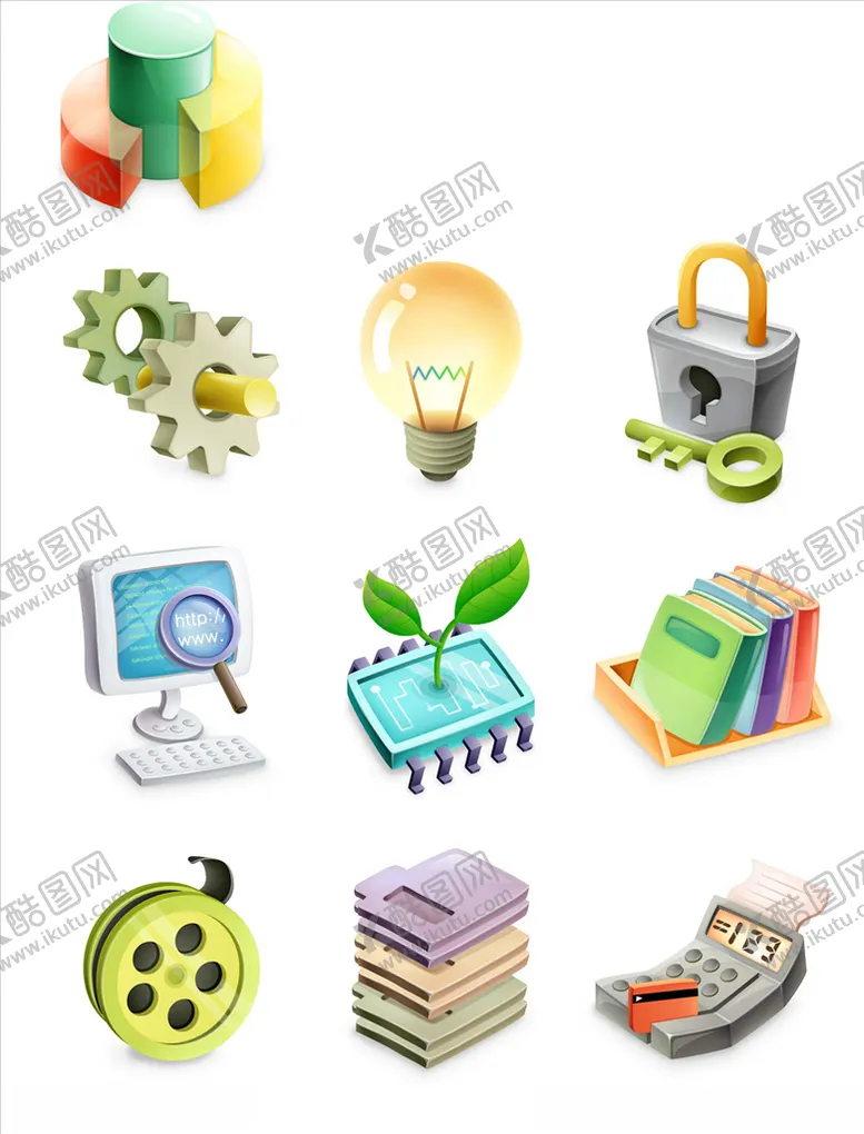 编号：91185606281216222113【酷图网】源文件下载-矢量立体办公图标