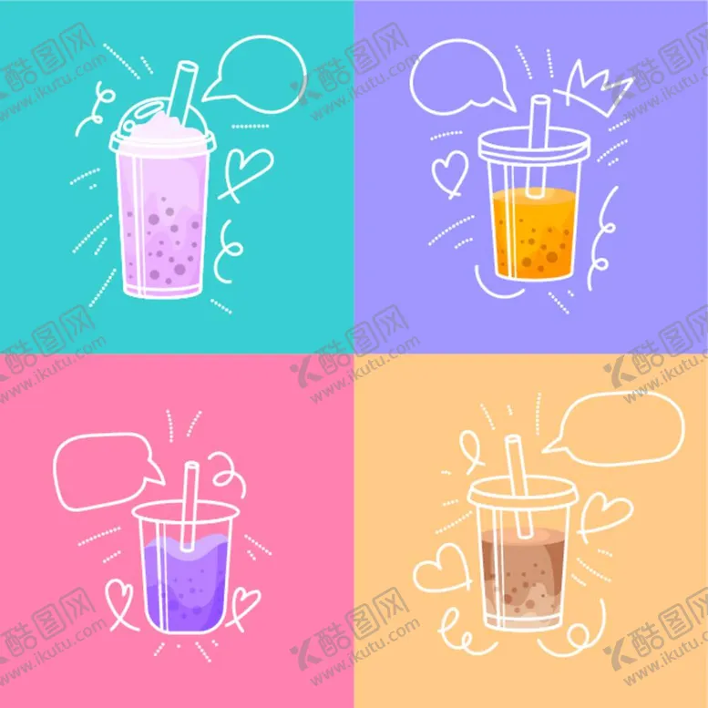 编号：73634211280957574482【酷图网】源文件下载-卡通手绘奶茶