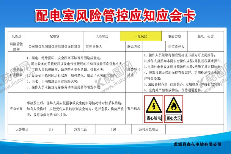 编号：09582109221138430689【酷图网】源文件下载-配电室风险管控应知应会卡