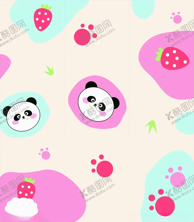 编号：12480002070100517176【酷图网】源文件下载-壁画能猫草莓