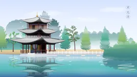 城市地标建筑插画手绘