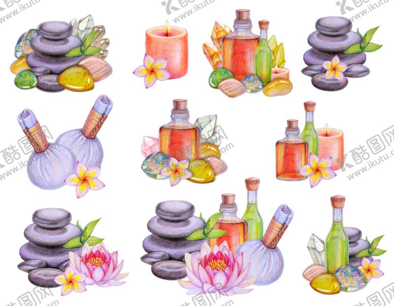 编号：34387710062141383457【酷图网】源文件下载-水疗美容用品组合展示