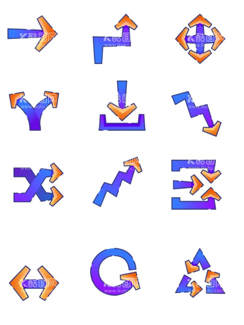 编号：67831411280019386392【酷图网】源文件下载-箭头渐变风标签图标免扣