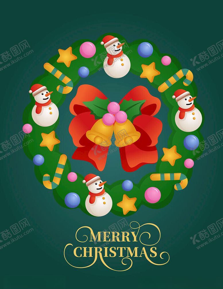 编号：50924703312100129285【酷图网】源文件下载-圣诞花环节日装饰图